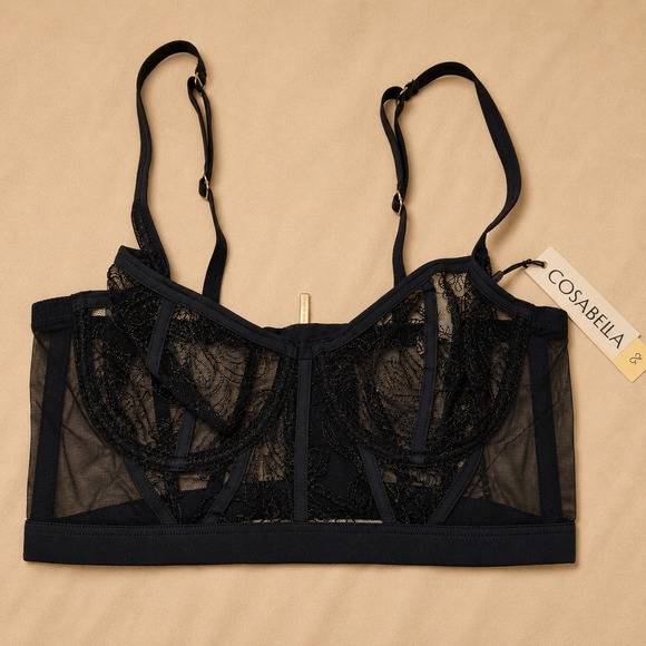 Cosabella Other - Cosabella Sardegna Embroidered Underwire Longline Bra Black - Size 32C‎ / NWT